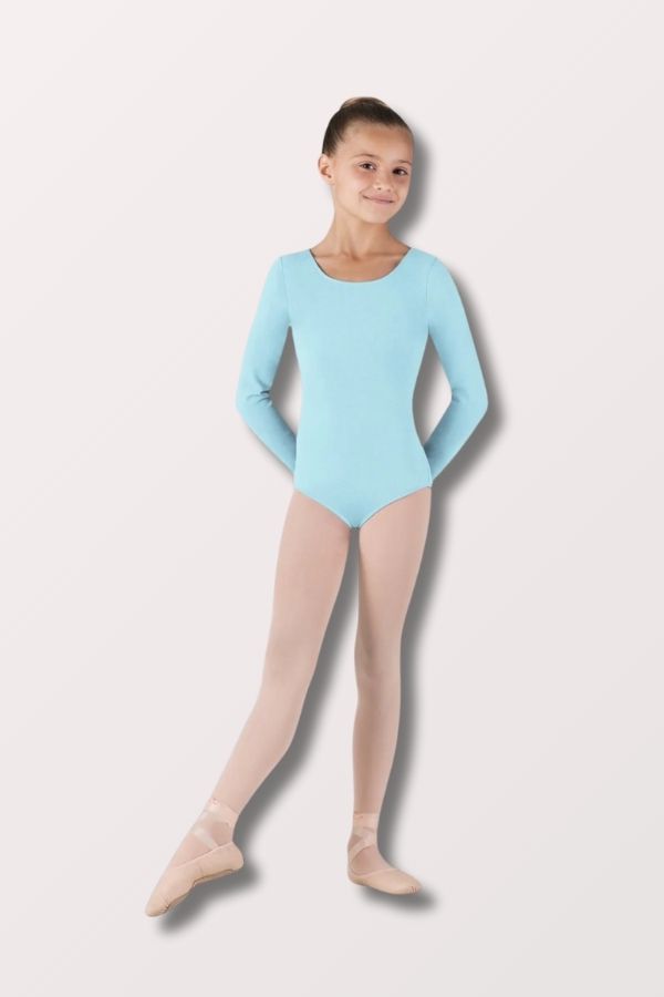 Bloch Girls Basic Long Sleeve Leotard in Pastel Blue Style CL5409 at New York Dancewear Company