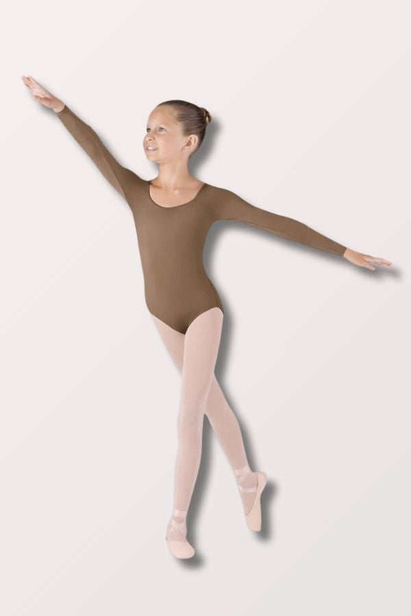 Bloch Girls Meglio Long Sleeve Leotard in Almond Style CL5609 at New York Dancewear Company