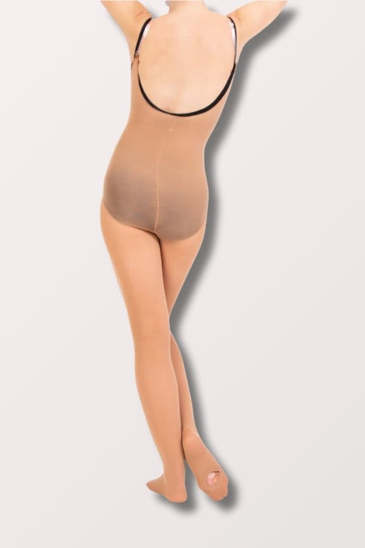 Body Wrappers A91 Adult Convertible Body Tights in Suntan with clear straps at New York Dancewear Company