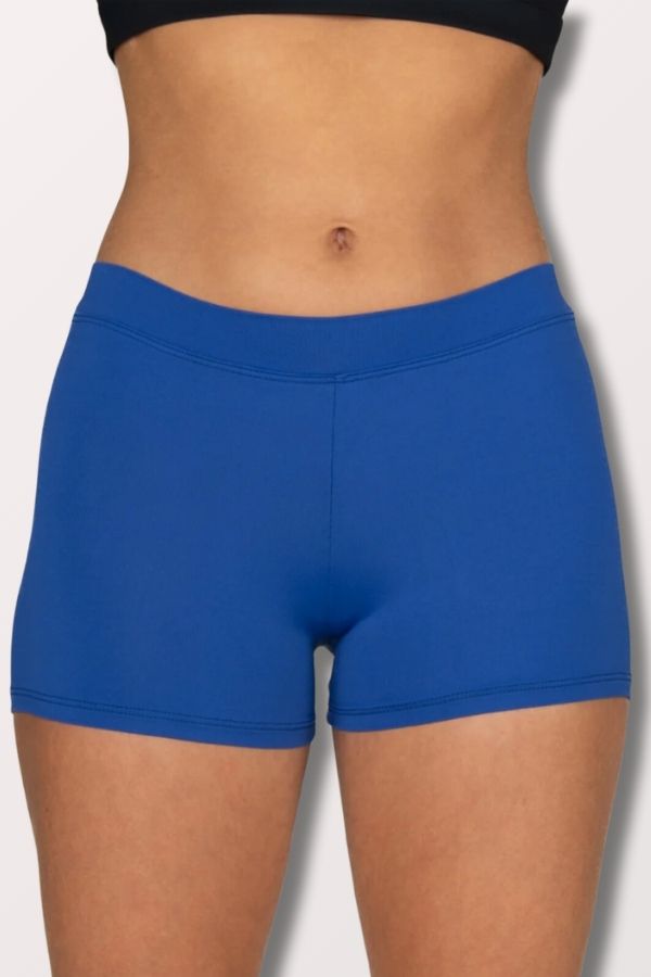 Body Wrappers Girls Prowear Boy Cut Shorts with Wide Waistband in Dark Royal Style BWP081 at New York Dancewear Company
