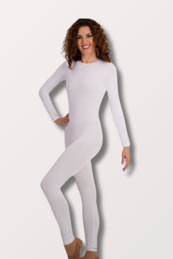 Body Wrappers Plus Size Long Sleeve Unitard in White Style MT217XX at New York Dancewear Company