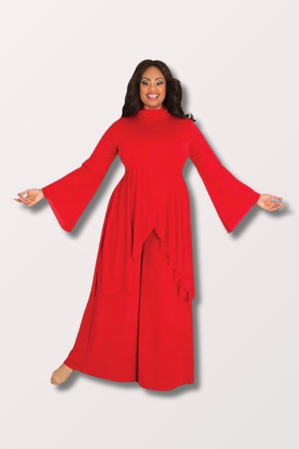 Body Wrappers Women's Plus Size Extra Wide Palazzo Pants in Scarlet Style 565 at New York Dancewear Company