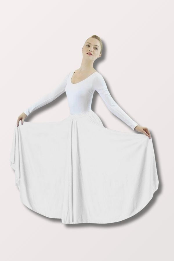 Body Wrappers Women's Praise Dance Circle Skirt in White Style 501 at New York Dancewear Company