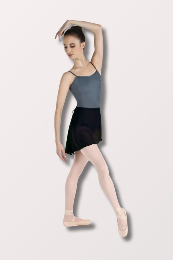 Body Wrappers Women's Short Tapered Georgette Skirt in Black Style 990 at New York Dancewear Company