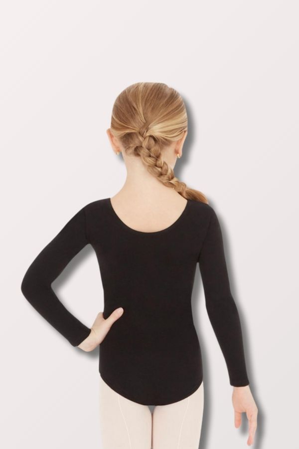 Capezio Black Long Sleeve Cotton Lycra Leotard in Black at NY Dancewear