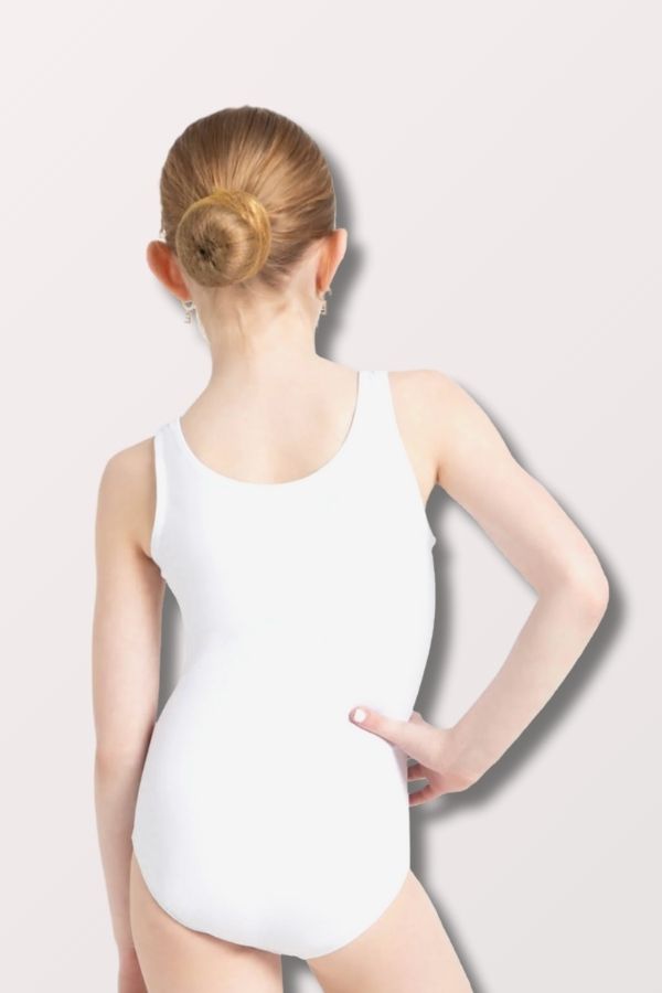 Girls Team Basics Nylon/Spandex Tank Leotard - White