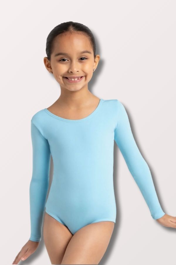 Capezio Children's Team Basics Nylon Long Sleeve Leotard in Light Blue Style TB134C at New York Dancewear Company