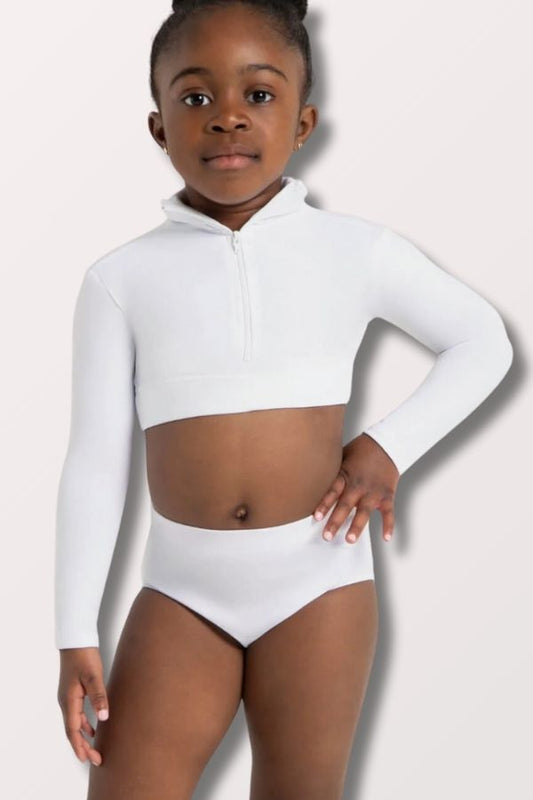 Capezio Children's Turtleneck Long Sleeve Crop Top with Zipper Style TB107C at New York Dancewear Company