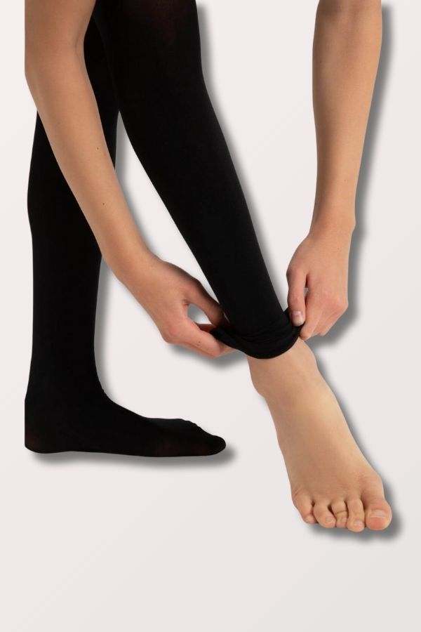 Children's Ultra Soft Self Knit Waistband Transition Tights (1916C) - Black