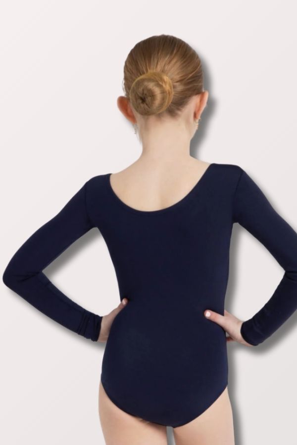 Capezio Girls Long Sleeve Nylon Leotard in Navy Style TB134C at New York Dancewear Company