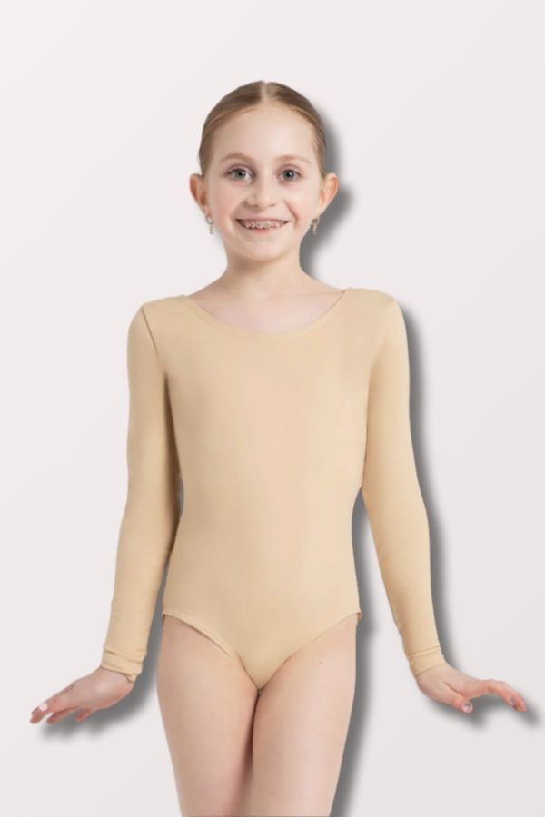 Capezio Children's Long Sleeve Nylon Leotard in Nude Style TB134C at New York Dancewear Company