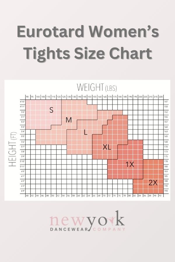 Eurotard Women's Tights Size Chart at NY Dancewear