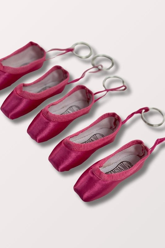 Hot pink mini pointe shoe keychain at NY Dancewear