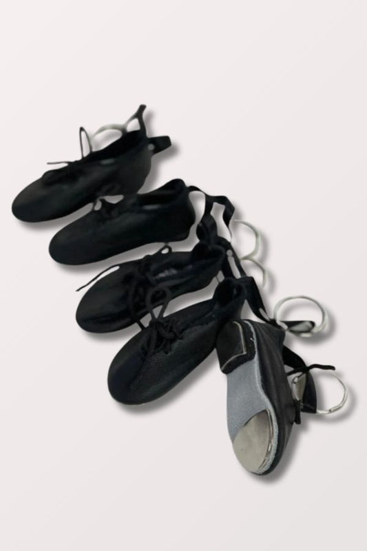 Minishooz Mini Jazz Tap Shoe Keychain in black at New York Dancewear Company