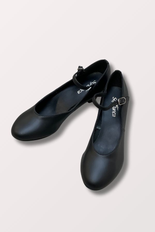 Inch Heel Flexible Suede Sole Character Heel Black