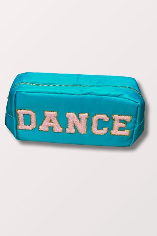 Dance Makeup Bag - Teal with Pink Letters