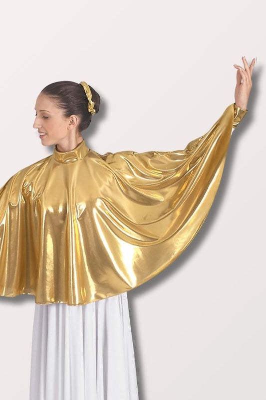Eurotard Women's Guiding Light Metallic Gold Angel Wing Mock Neck Praise Cape at NY Dancewear