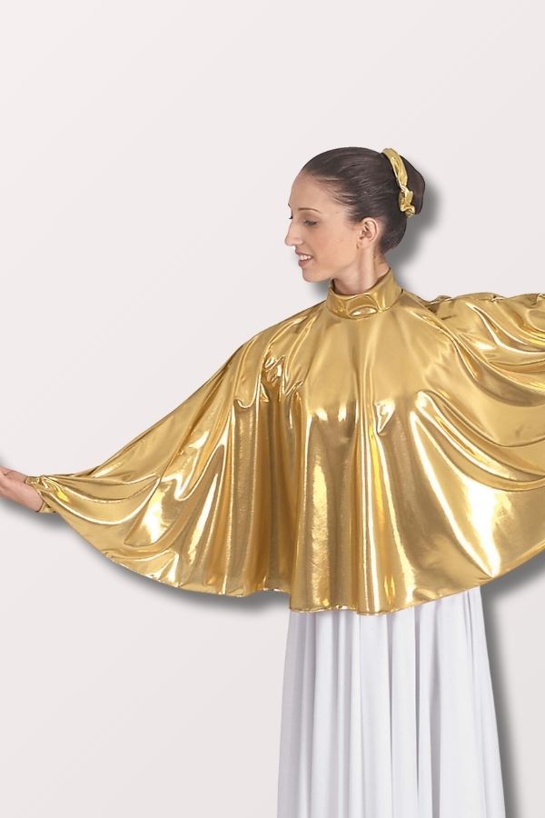 Eurotard Women's Guiding Light Metallic Gold Angel Wing Mock Neck Praise Cape at NY Dancewear