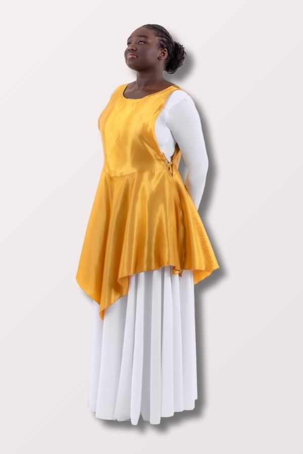 Eurotard Women's Rose of Sharon Satin Peplum Ephod in Gold at The Dance Shop Long Island