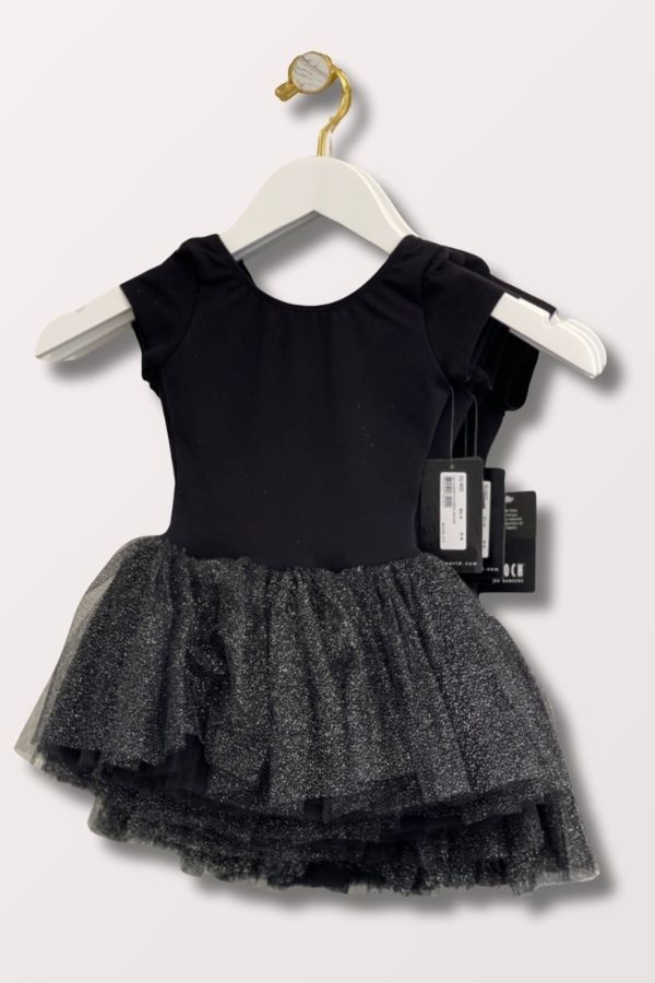 Bloch Girls Black Girls Short Sleeve Leotard Dress CL1022 at NY Dancewear