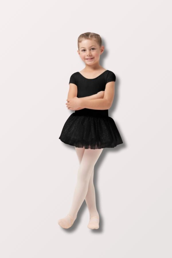 Bloch Girls Black Girls Short Sleeve Leotard Dress CL1022 at NY Dancewear