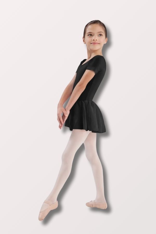 Bloch Girls Black Short Sleeve Leotard with Skirt at NY Dancewear