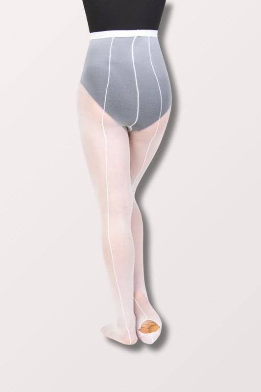 Body Wrappers Back Seam Sheer Mesh convertible Tights in White Style A46 at New York Dancewear Company