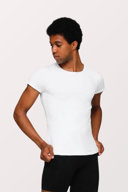 Body Wrappers Boys Prewar Fitted Short Sleeve Dance Shirt in White Style B400 at New York Dancewear Company