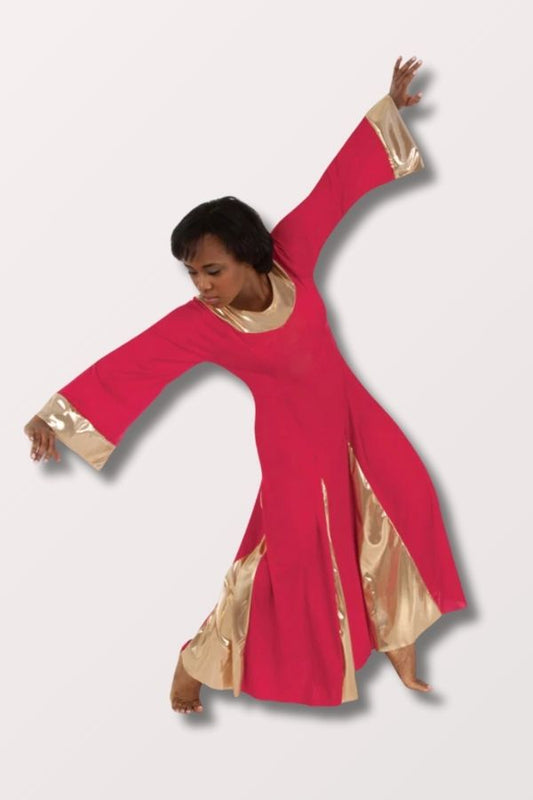 Body Wrappers Children's Dance Praise Robe in Scarlet/Gold Style 0575 at New York Dancewear Company