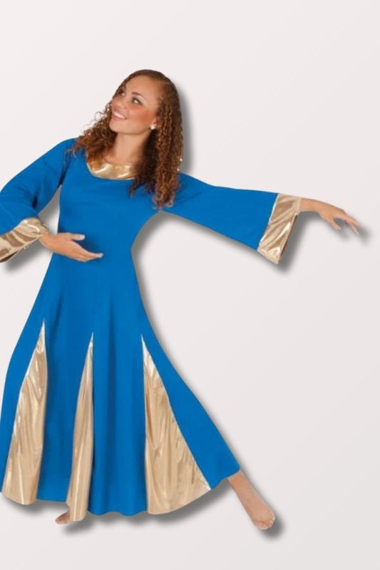 Body Wrappers Children's Praise Dance Robe in Royal/Gold Style 0575 at New York Dancewear Company