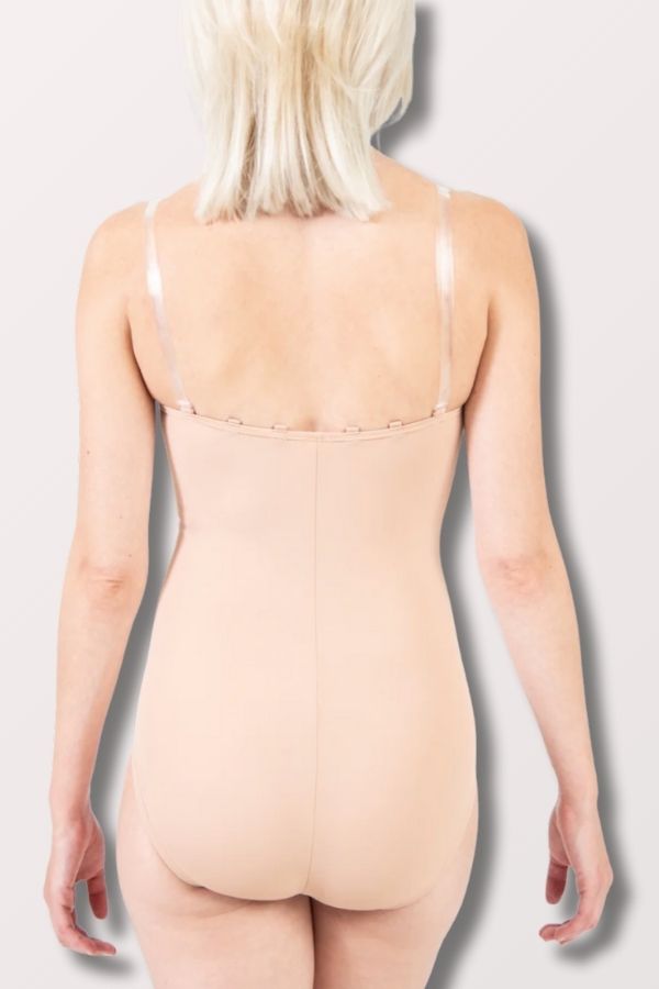 Body Wrappers Multi Point Clear Strap Bodyliner Leotard in Nude Style 292 at New York Dancewear Company