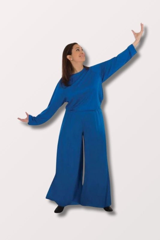 Body Wrappers Adult Extra Wide Palazzo Pants in Royal Blue Style 565 at New York Dancewear Company