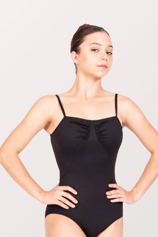 Body Wrappers Girls Emma Gather and Twist Camisole Leotard in Black Style BWP036 at New York Dancewear Company