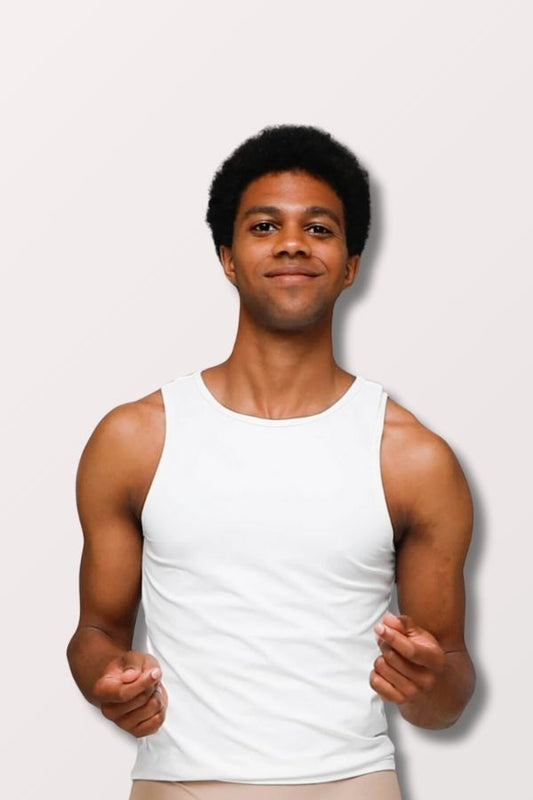 Body Wrappers Men's ProWear High Neck Tank in White Style M407 at New York Dancewear Company