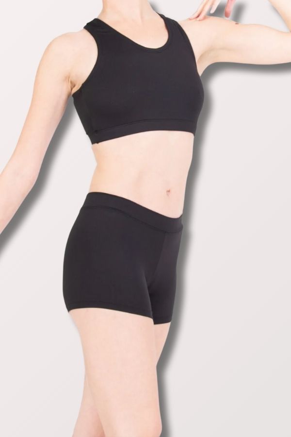 Body Wrappers Prowear Boy Cut Shorts with Wide Waist in Black Style BWP081 at New York Dancewear Company