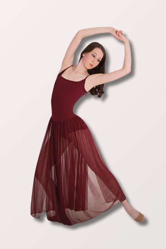 Body Wrappers Women's Camisole Long Dance Dress in Burgundy Style 7990 at New York Dancewear Company