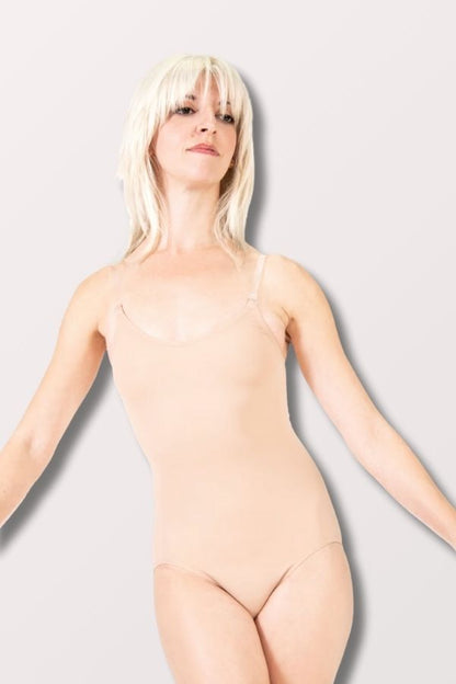 Body Wrappers Women's Camisole Bodyliner with Clear Straps in Nude Style260 at New York Dancewear Company