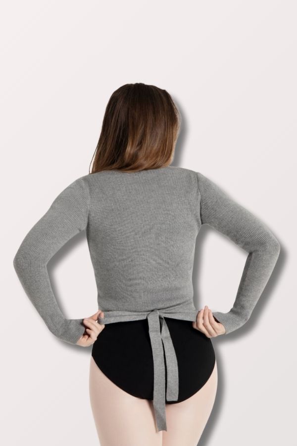 Capezio Women's Ribbed Knit Wrap Sweater in Heather Gray Style 11381W at New York Dancewear Company