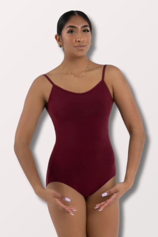 Capezio Women's V-Neck Strappy Back Camisole Leotard in Burgundy Style cc102 at New York Dancewear Company