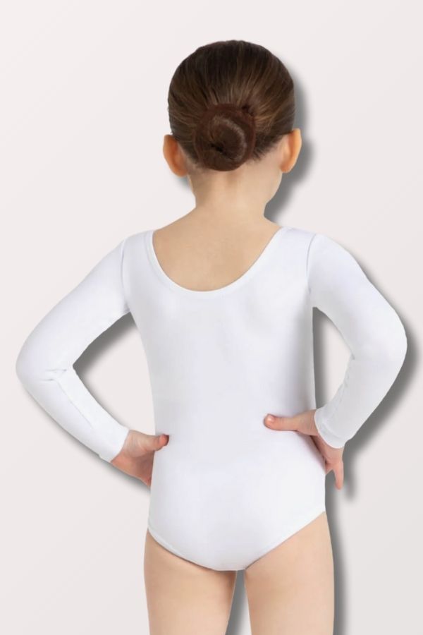 Capezio Children's Long Sleeve Nylon Leotard in White Style TB134C at New York Dancewear Company