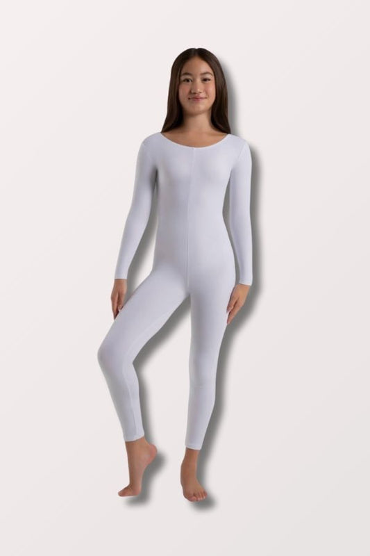 Capezio Children's Long Sleeve Unitard in White Style TB114C at New York Dancewear Company