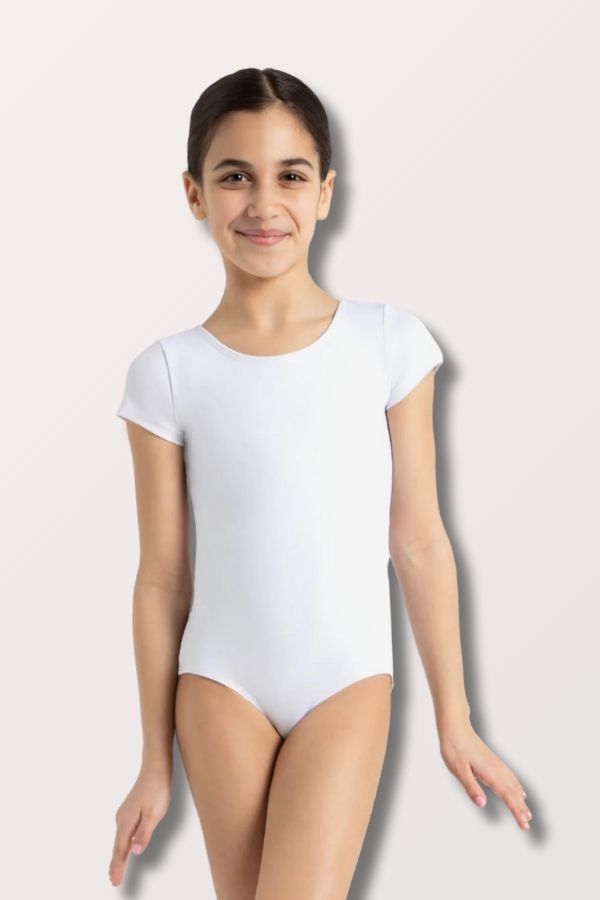 Capezio Children's Nylon Short Sleeve Leotard in White Style TB132C at New York Dancewear Company