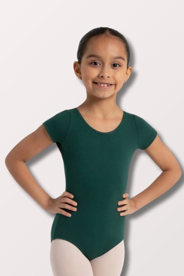 Capezio Girls Short Sleeve Leotard in Hunter Green Style CC400C at New York Dancewear Company