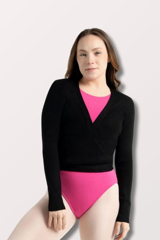 Capezio Knit Wrap Sweater in Black Style 11381W at New York Dancewear Company