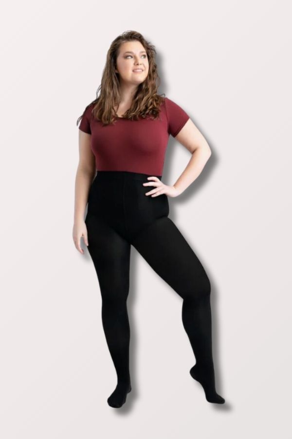 Capezio Plus Size Ultra Soft Footed Dance Tights in black Style 1915 at New York Dancewear Company