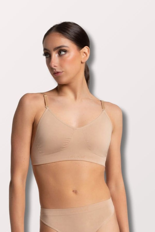 Capezio Seamless Clear Back Bra in Nude Style 3683 at New York Dancewear Company