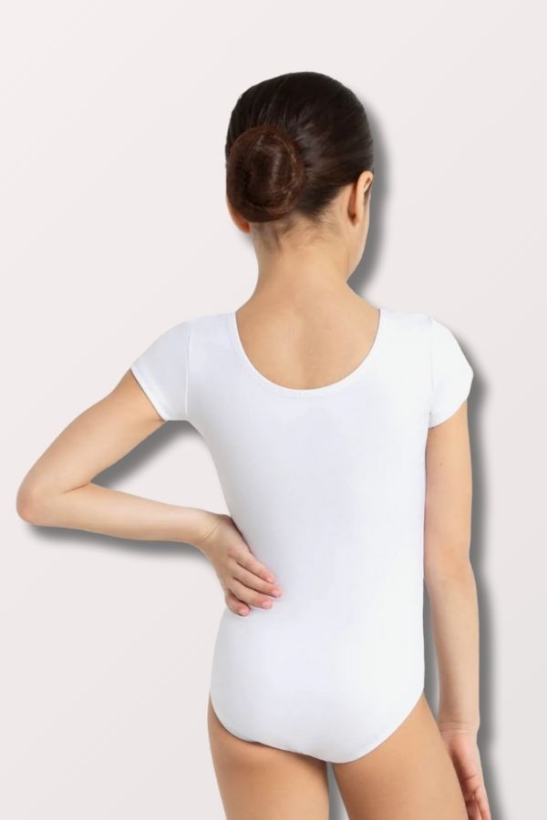 Capezio Children's Nylon Short Sleeve Leotard in White Style TB132C at New York Dancewear Company
