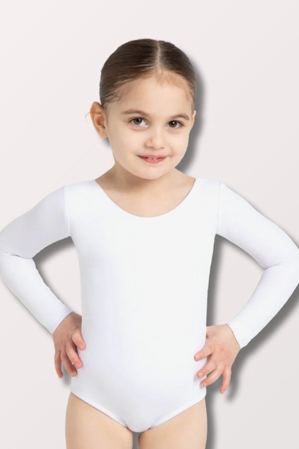 Capezio Children's Long Sleeve Nylon Leotard in White Style TB134C at New York Dancewear Company