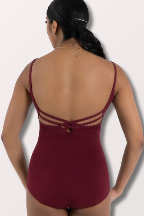 Capezio Women's V-Neck Strappy Back Camisole Leotard in Burgundy Style cc102 at New York Dancewear Company
