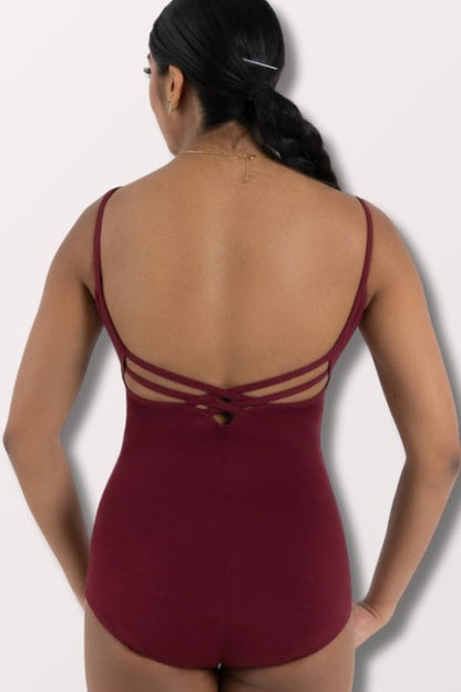 Capezio Women's V-Neck Strappy Back Camisole Leotard in Burgundy Style cc102 at New York Dancewear Company